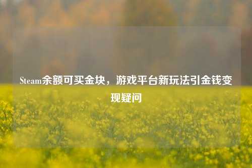 Steam余额可买金块，游戏平台新玩法引金钱变现疑问