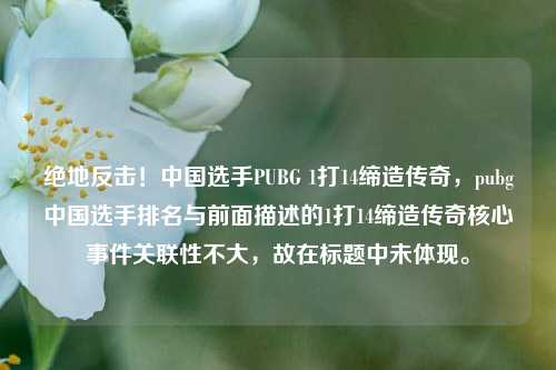 绝地反击！中国选手PUBG 1打14缔造传奇，pubg中国选手排名与前面描述的1打14缔造传奇核心事件关联性不大，故在标题中未体现。